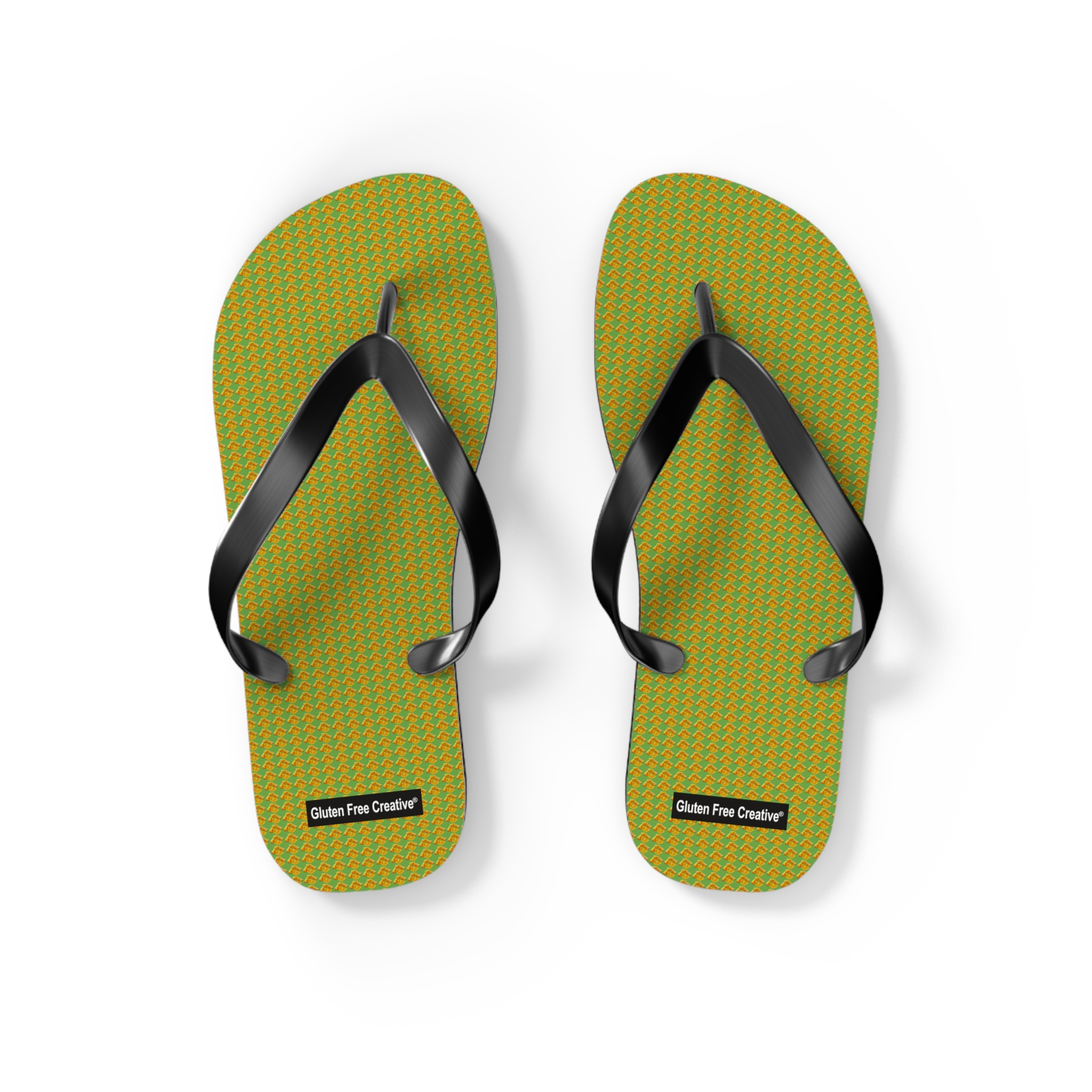 Small Unisex Flip Flops - Green Citrus Splash Gluten Free Creative® Design