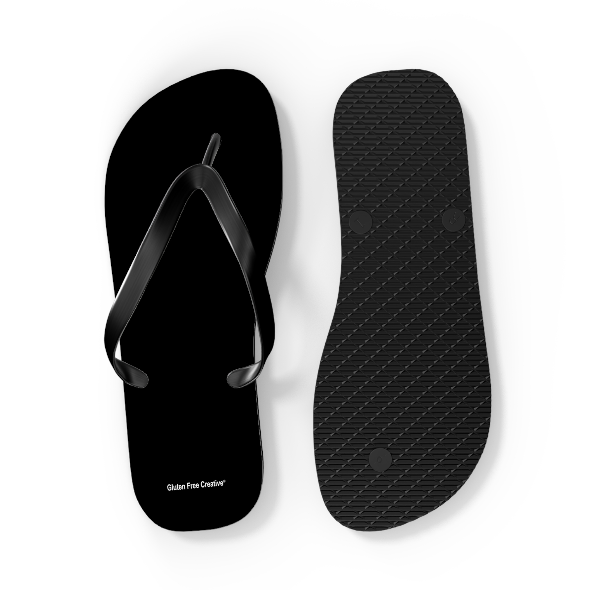 Large Unisex Flip Flops - Black Gluten Free Creative® Logo Design - Image 2