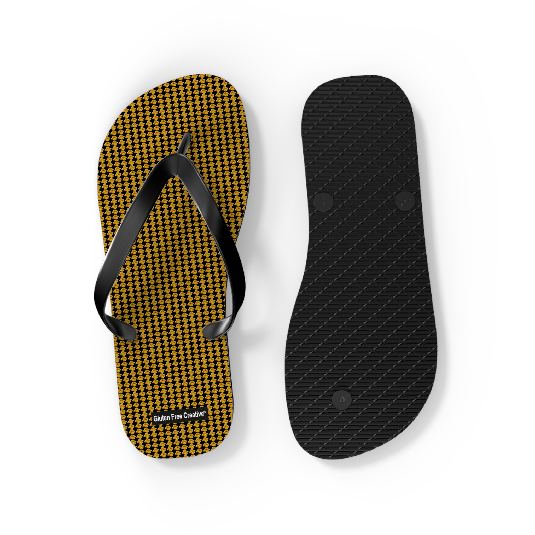 Medium Unisex Flip Flops - Very Orange Gluten Free Creative® Design - Image 2