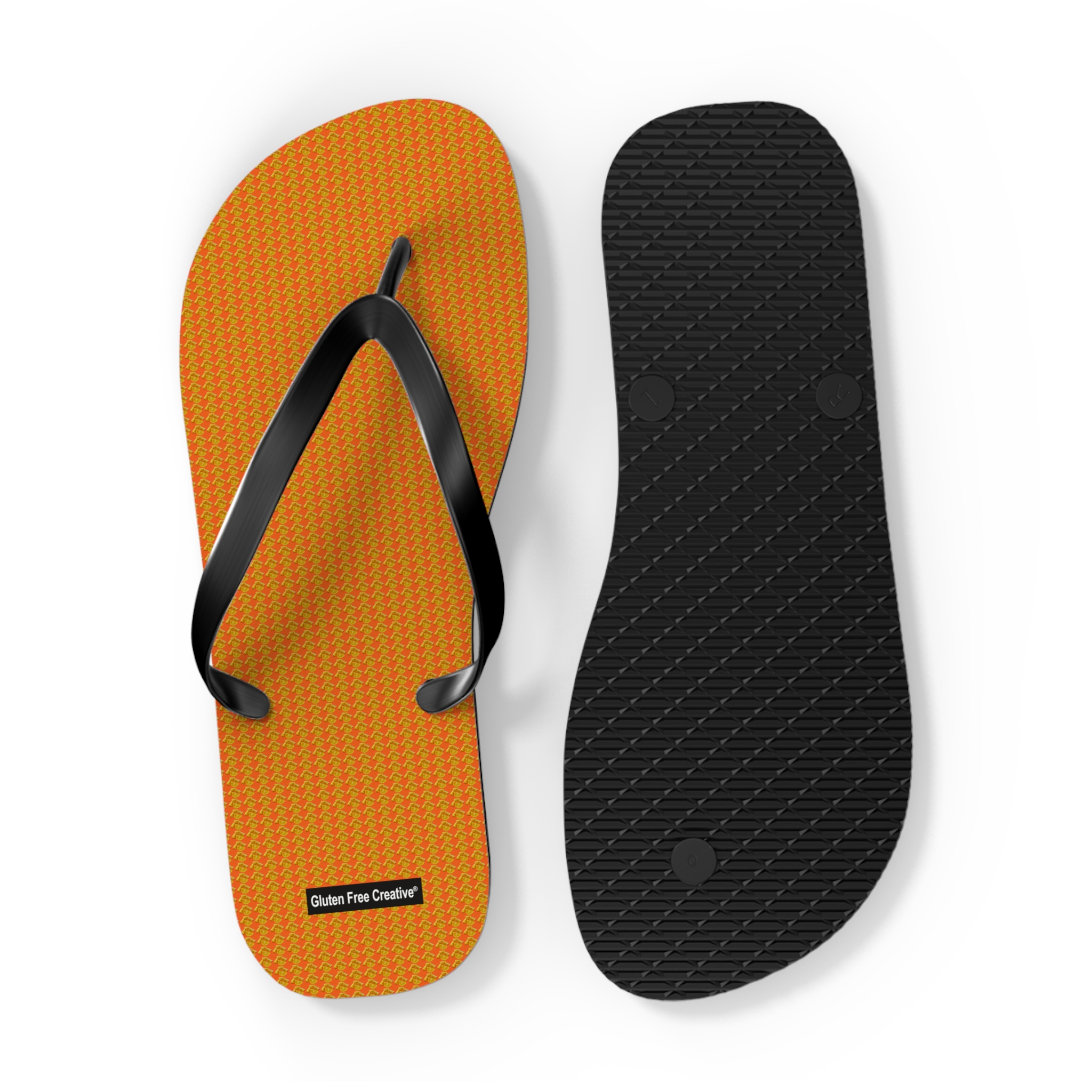 X-Large Unisex Flip Flops - Orange Citrus Splash Gluten Free Creative® Design - Image 2