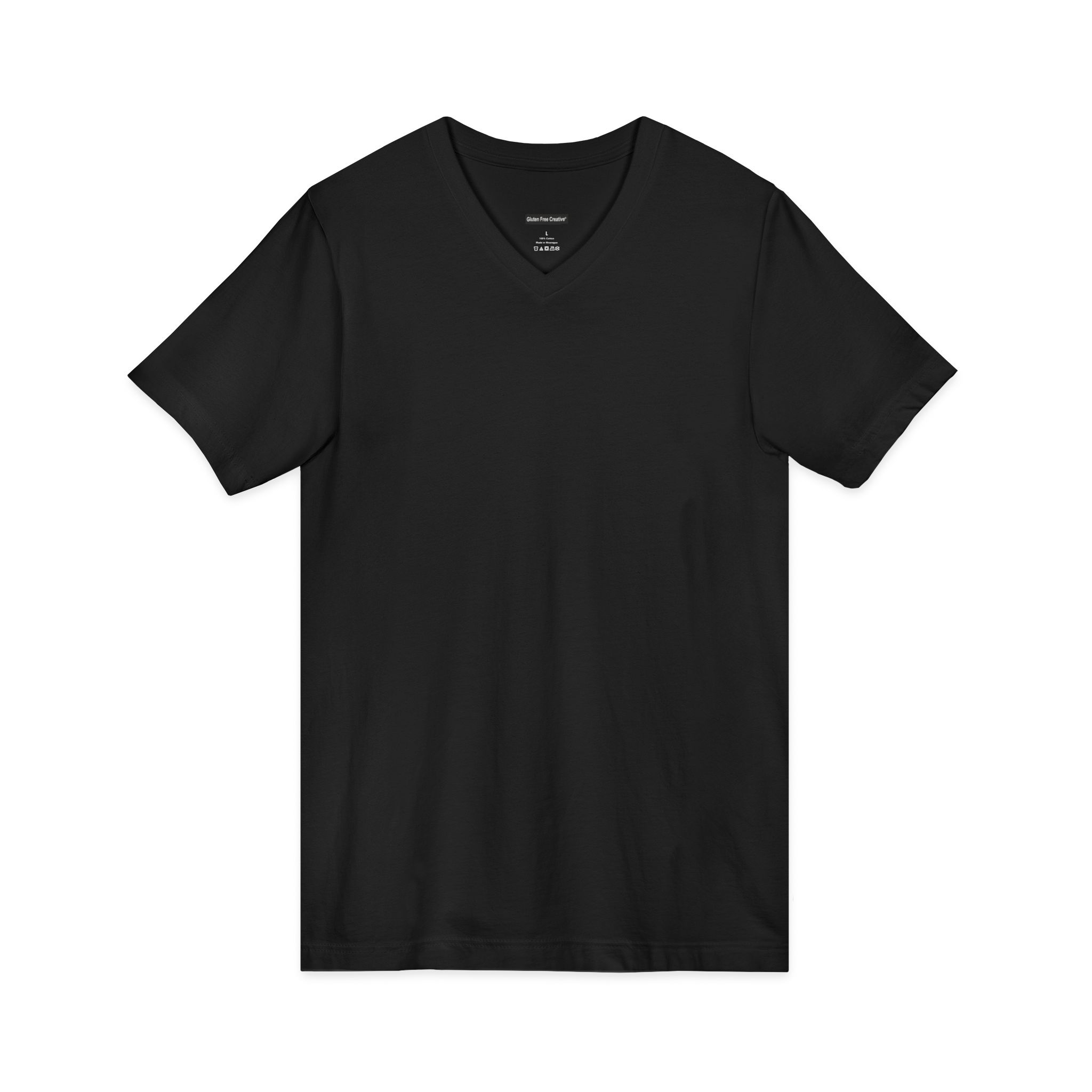 Unisex V-Neck T-Shirt - Gluten Free Creative® Solid Colour Design - Image 7