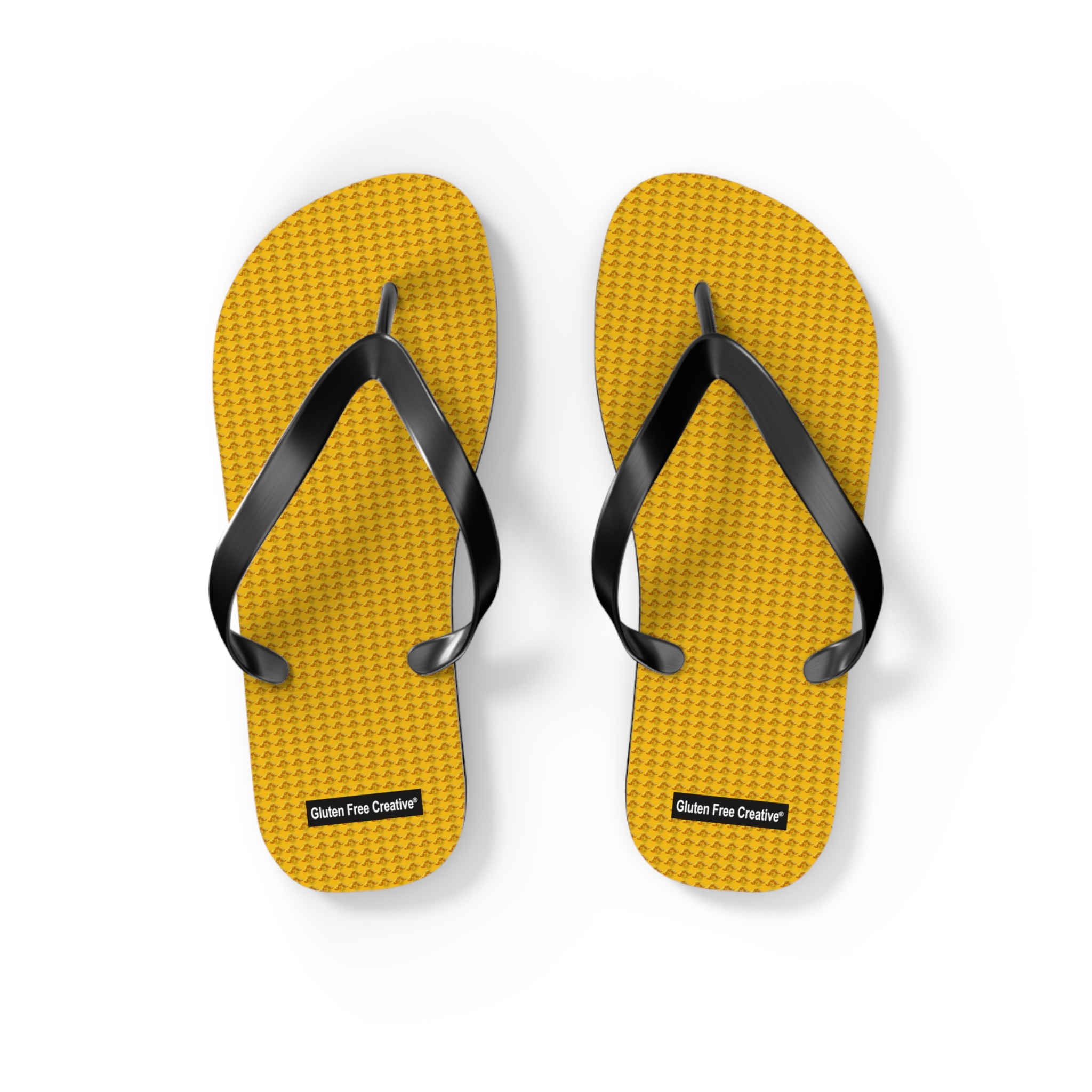 Small Unisex Flip Flops - Yellow Citrus Splash Gluten Free Creative® Design