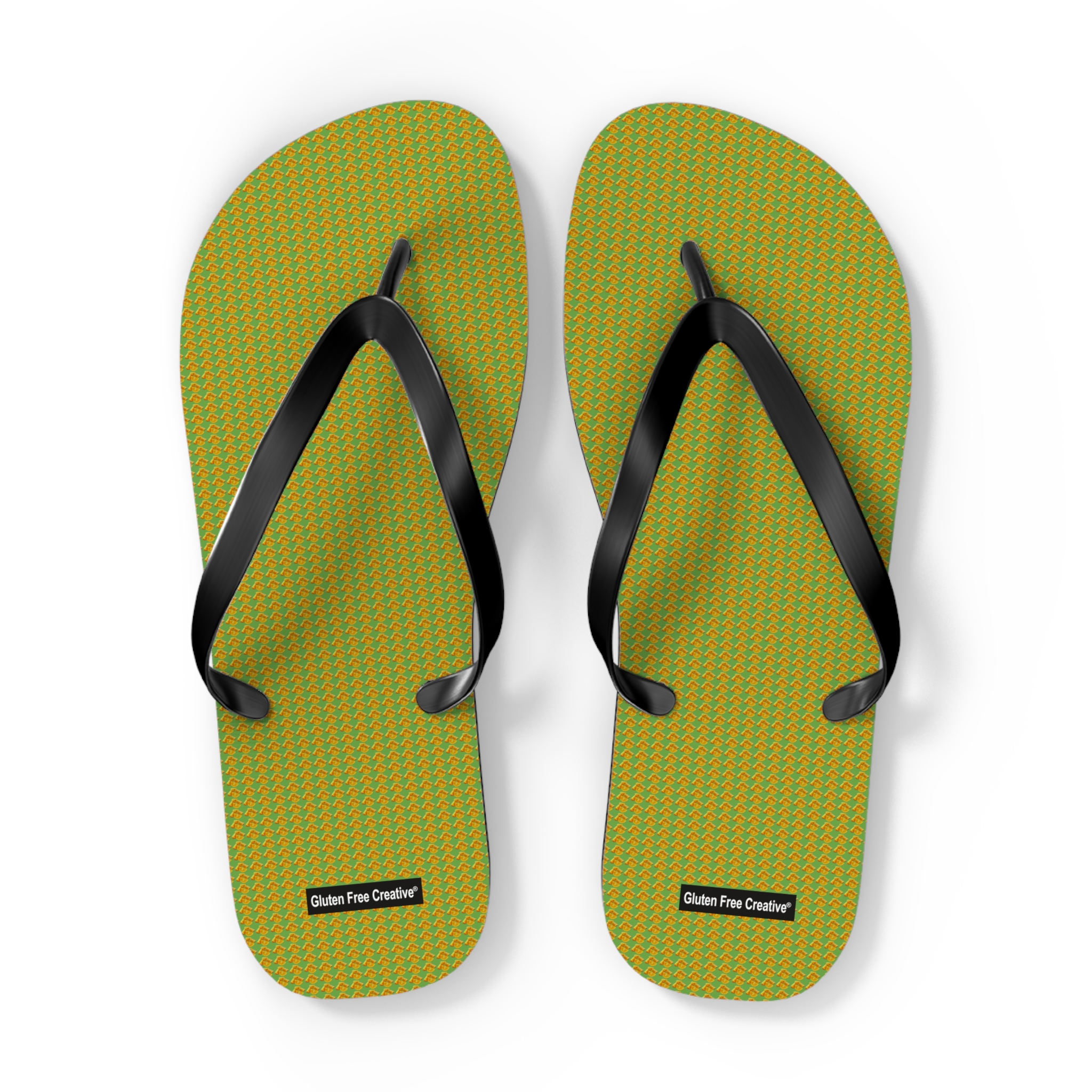 X-Large Unisex Flip Flops - Green Citrus Splash Gluten Free Creative® Design